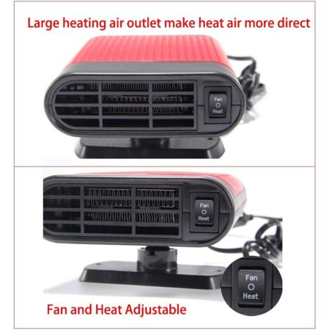 Chauffage de voiture 12V 150W avec ventilateur et dégivreur de pare-brise portable (rouge, avec purification de l'air)