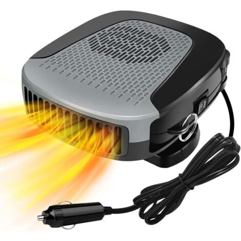 LAOA Chauffage de Voiture 12V 150W, Portable Réchauffeur de Voiture, Ventilateur Dégivrage et Désembuage Voiture avec pivotant à 360° pour Chauffage et câble Allume Cigare de 1,5 m