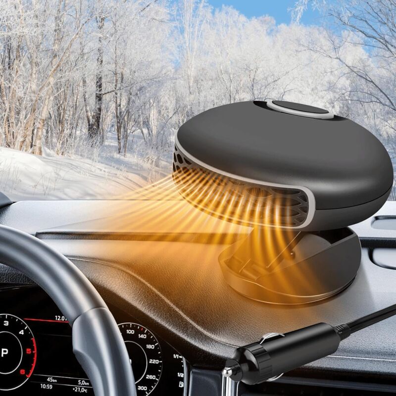 Chauffage de Voiture 12V 150W, Voiture Chauffage De Ventilateur Voiture Portable 2 en 1 avec Prise Allume-Cigare, Chauffage Soufflant pour Voiture