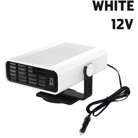 L&H-CFCAHL Chauffage de voiture 12V Portable 360 degrés réglable ventilateur de chauffage électrique purificateur d'air pare-brise anti-buée dégivreur, Blanc