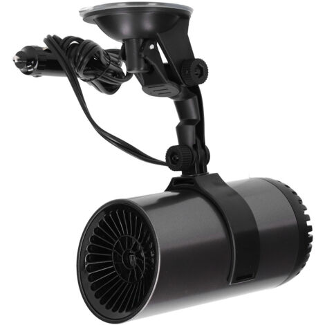 Chauffage de voiture 2 en 1 avec ventilateur 150 W 12 V CC, désembueur portable, installation facile (Plug and Play), support rotatif à 360° et ventouse.