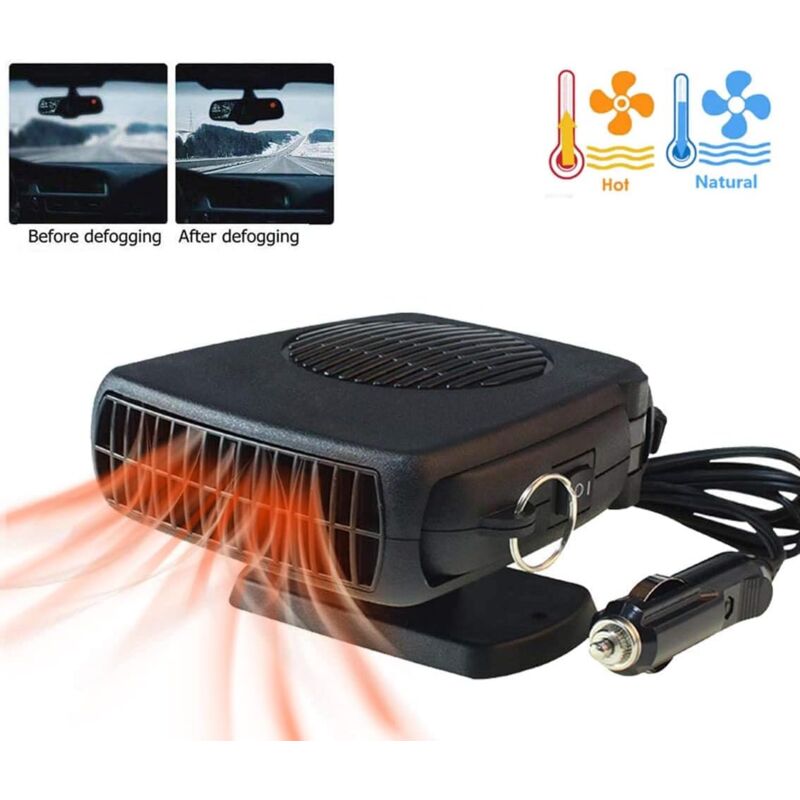 Umnuou - Chauffage de voiture, anti-buée 200W 12V prise allume-cigare Portable chauffage automatique ventilateur 2 en 1 chauffage/refroidissement