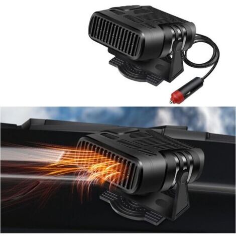 Chauffage de voiture, désembueur et dégivreur de pare-brise portable 12 V 120 W avec base rotative à 360°, ventilateur 2 en 1 pour voiture (chauffage ou refroidissement)