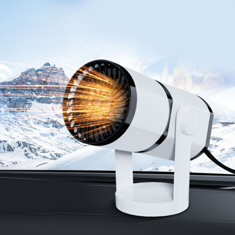 Chauffage de voiture portable, compact et électrique, angle réglable, rotation à 360°, dégivrage, chauffage et refroidissement rapides, ventilateur automatique, 150 W, GPH-N412, noir et blanc.