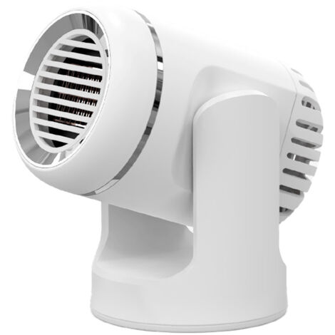 Chauffage de voiture portable pour dégivrage et désembuage de pare-brise, 12 V, 2 en 1, ventilateur chauffant et rafraîchissant, prise allume-cigare en céramique - Blanc
