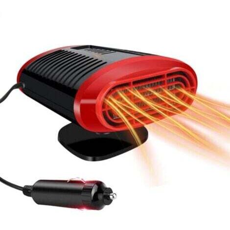 Chauffage de voiture rouge 2 en 1, chauffage désembueur de voiture 12 V 150 W, chauffage de voiture portable avec dégivreur de pare-brise, chauffage portable pour toutes les voitures