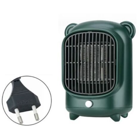 Chauffage d'espace électrique portable 500 W avec thermostat, petit radiateur en céramique de bureau-vert