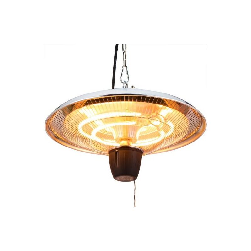 Le Poisson Qui Jardine - Chauffage d'extérieur Terrasse en plafonnier 1500W à Suspendre - Argent