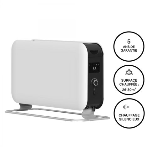Chauffage électrique à inertie 2200W – Élément chauffant à fil – Ventilateur intégré pour distribution optimale – Design scandinave – Mill