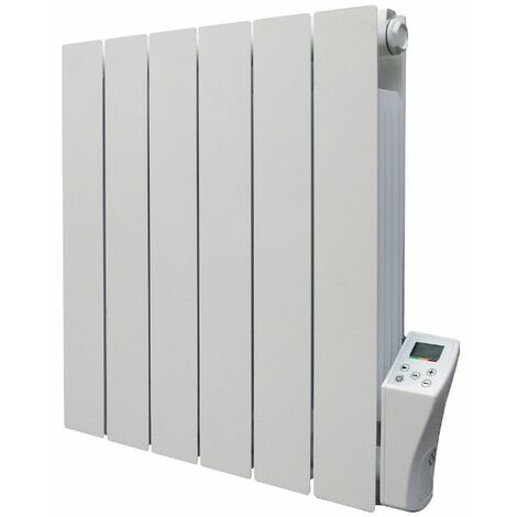 Radiateur électrique fixe en aluminium horizontal fluide caloporteur - gamme ADDA 1500W - Blanc - Programmable - Ecran LCD - Détecteur de fenêtre ouverte - ALLAUVE
