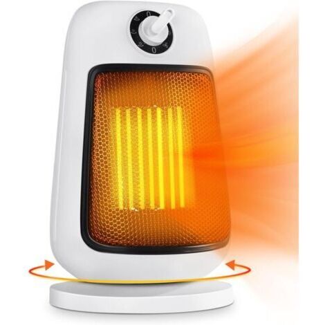 chauffage electrique oscillant à 90°, 2 niveaux de puissance radiateur soufflant ceramique, protection contre la surchauffe et le basculement, radiateur d'intérieur, 1500W Blanc
