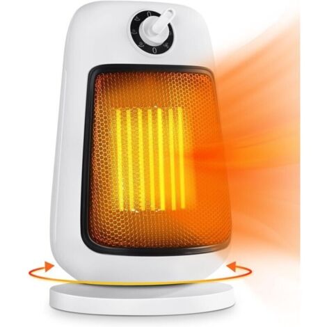 chauffage  electrique oscillant à 90°, 2 niveaux de puissance radiateur soufflant ceramique, protection contre la surchauffe et le basculement, radiateur d'intérieur, 1500W Blanc
