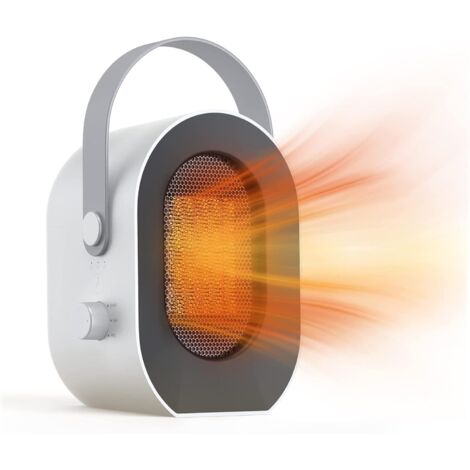 Chauffage électrique, radiateur soufflant avec minuterie, chauffage rapide en 3 secondes avec thermostat réglable, protections multiples