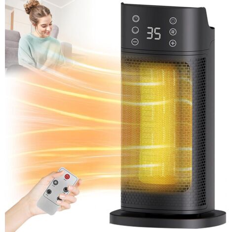 Chauffage électrique, Radiateurs Portables 2000 W pour La Maison, Silencieux, à Faible Consommation D'énergie, avec 3 Modes, Oscillation à 70 °, Minuterie De 12 Heures, Chauffage D'appoint Black