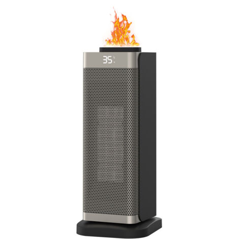 Chauffage Électrique Vertical à Graphène, Souffleur de Chaleur Rapide avec Flamme Simulée 3D et Humidificateur Ultrasonique Intégré, Faible Bruit ≤36dB, Dimensions 16.5x19x41.3cm, 220V – Idéal pour Ma