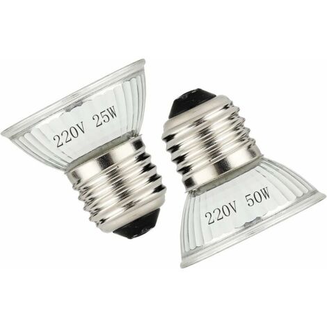 Chauffage et lumière pour cages à reptiles et amphibiens, 2 lampes UVA UVB 25W/50W/E27.