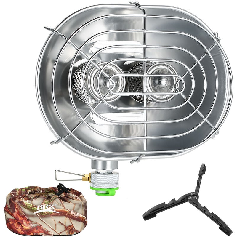 Chauffage extérieur à Double tête, Portable, à rayons infrarouges, réchaud de Camping, réchaud à gaz avec support pliable, Support pour radiateur et
