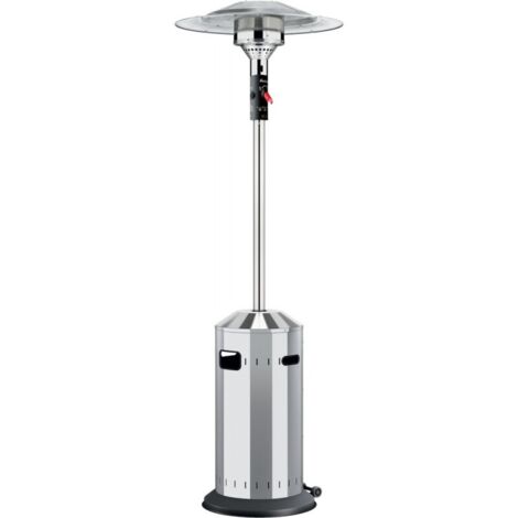 Chauffage extérieur terrasse inox blanc/argent – Ø 76 cm – 8 kW – Brûleur acier inoxydable – Allumage piézoélectrique – Enders