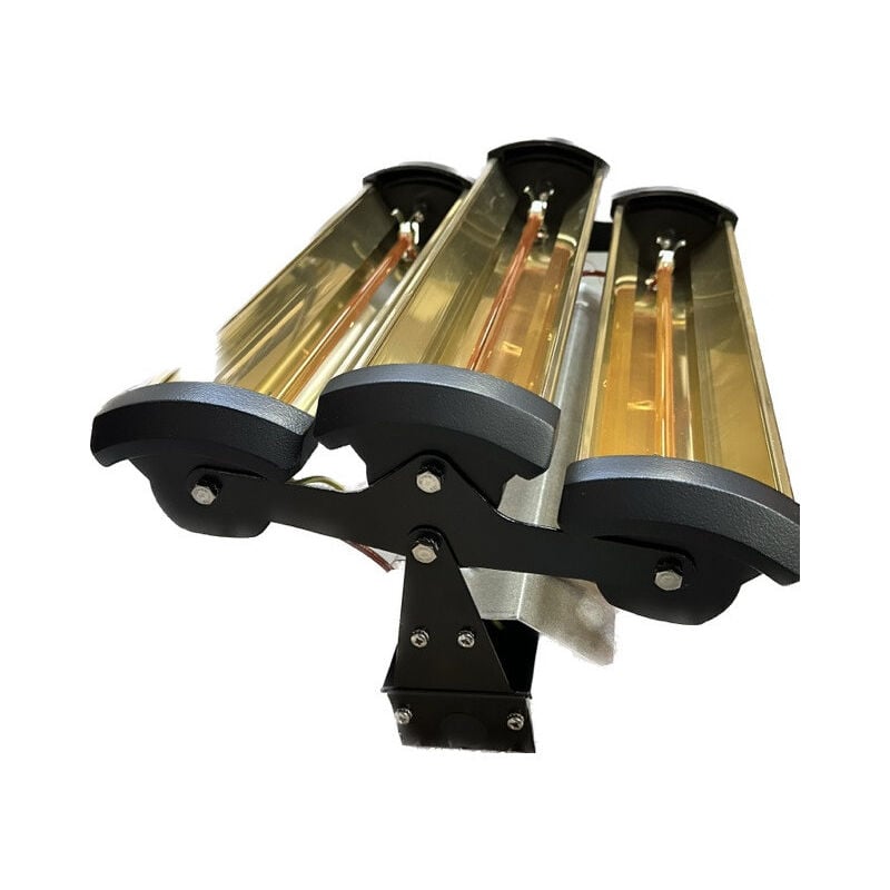 Chauffage infrarouge 4500W court noir 450x300x170mm 230-400V reflecteur doré pour tertiaire interieur IP20 X-IRCTN45