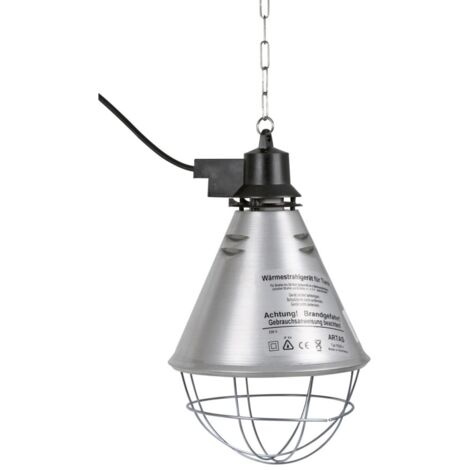 Chauffage infrarouge pour poussins et porcelets – Ø 21 cm en aluminium – Câble 2,5 m – 6 fentes d'aération pour circulation d'air – Kerbl