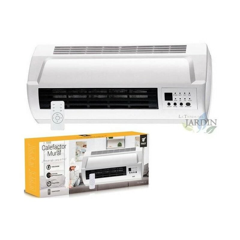 Suinga - Chauffage mural 1000-2000W avec minuterie, Radiateur soufflant Thulos, 46x12x18 cm