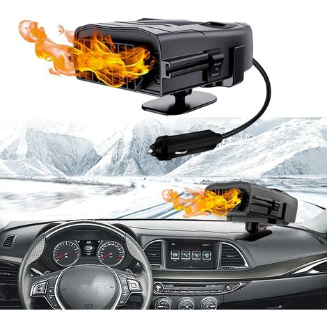 Chauffage Voiture 2 En 1 – Chauffe Et Refroidit, Désembue Et Dégivre, Rotatif 360°, Prise Allume-cigare