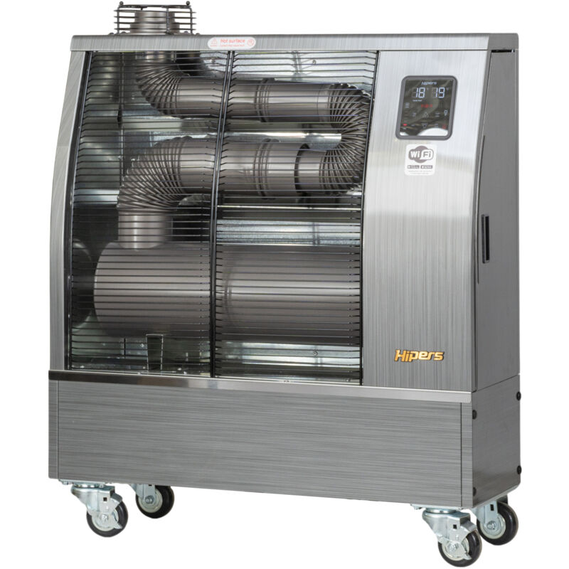 Hipers - Chauffage Radiateur fioul professionnel mobile radiant infrarouge 10,4 kW motif en acier inoxydable 120-600 m³ Wifi WDP35IS