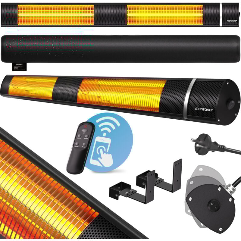 Chauffage radiant infrarouge 3000W avec télécommande Chauffage extérieur électrique 3 puissances Noir