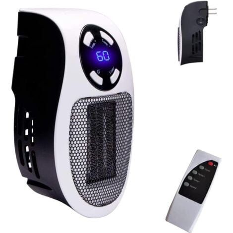 ANGEL CERDA Chauffage soufflant céramique intelligent 500 W, radiateur électrique avec prise murale, thermostat et minuterie réglables, indicateur LED, chauffage rapide, faible consommation, utilisation sûre