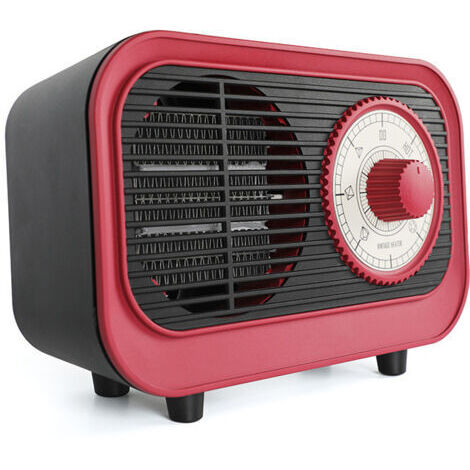 Chauffage soufflant, chauffage de chambre portable rétro, pièce d'hiver 1 ventilateur électrique, 1 manuel d'instructions (rouge)