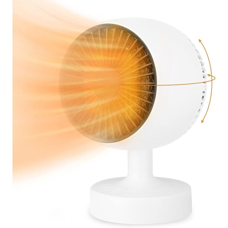 Chauffage soufflant Chauffage électrique PTC 500 W, réglage haut et bas 120° + réglage gauche/droite 160°, 3 modes de chauffage, bouton tactile,