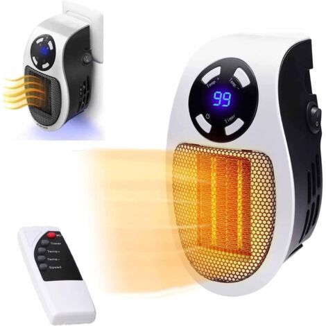 Chauffage soufflant économique 500 W PTC, mini chauffage électrique portable avec affichage LED et thermostat numérique