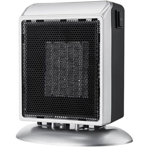 Chauffage Soufflant Électrique, Radiateur en Céramique Portable 400 W/900 W avec Protection Contre La Surchauffe Et Le Basculement pour Le Bureau De La Chambre À Coucher,argent