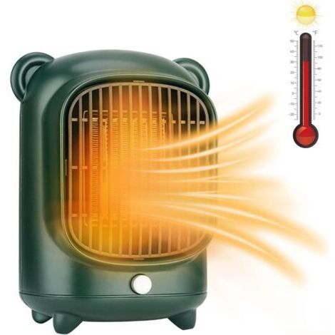 Chauffage soufflant en céramique , 500 W, chauffage électrique avec protection contre la surchauffe, ventilateur pour le bureau, le salon, la chambre à coucher (vert)