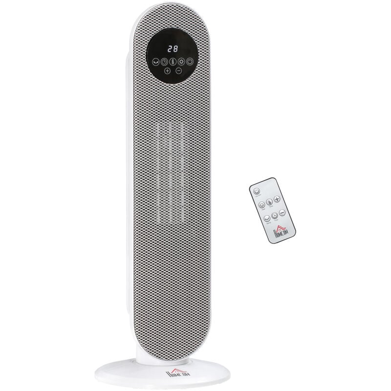 Chauffage soufflant oscillant 2000 w - radiateur céramique ptc - 2 niv. puissance - chauffage d'appoint avec télécommande blanc noir