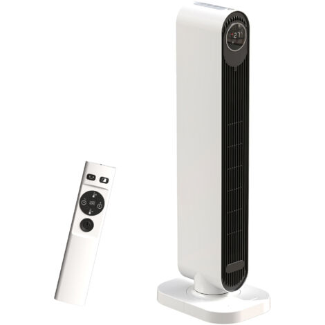 Chauffage ventilateur ABS 2000W avec télécommande, oscillation et minuterie, 30x22x82.5 cm, Blanc