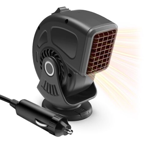 Chauffage Voiture Allume Cigare 12V, Chauffage de Voiture Multifonctionnel Rotatif à 360°, Désembuage, Dégivrage, Purification d’Air, Dégivrant avec Protection Surchauffe pour Véhicules