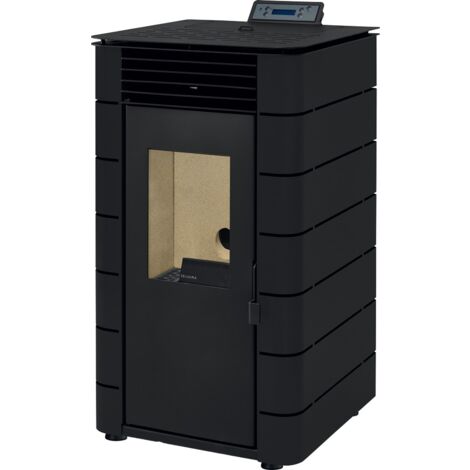 Chauffe-air 8KW HIMALAIA – Poêle à granulés avec évacuation des fumées – Design élégant avec porte en verre – Connexion smartphone – Solzaima