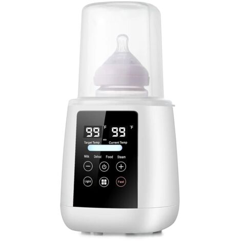 Chauffe-biberon 3 en 1, décongèle le lait maternel congelé, affichage LED, veilleuse, stérilisation à la vapeur, température réglable (blanc).