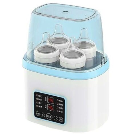 Chauffe-biberon 8-en-1 Chauffe-lait pour Bébé, Stérilisateur de Biberons Température Réglable avec LCD Ecran, Pour 4 biberons ou pots, Arrêt Automatique, avec Télécommande (Bleu)