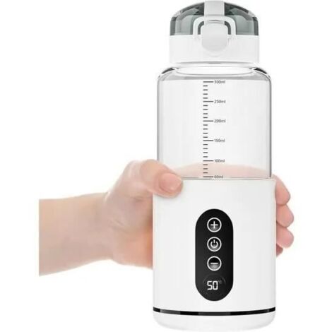 Chauffe-biberon Nomade Portable sans fil, Température Réglable, biberon de 300 ml pour voyage, voiture, avion (Blanc)