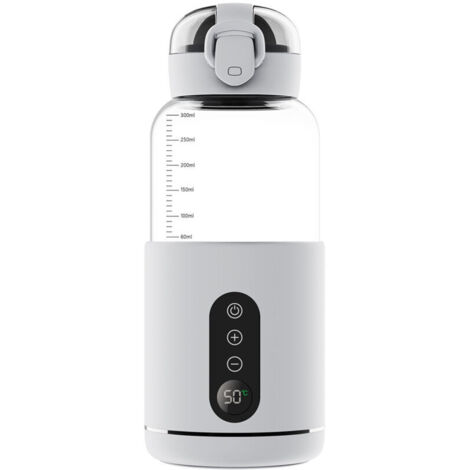 Chauffe Biberon Portable 400ml Rechargeable - Température Réglable 37-55°C, Idéal Voyage Et Voiture (Blanc)