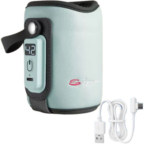 Chauffe-Biberon Portable Multifunctionnel pour Voyage [PU Leather] 135g Bleu USB