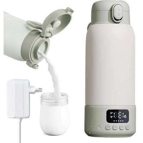 Chauffe-biberon Portable pour Bébé, 500 ml, Chauffage Rapide de 35 à 70 °C pour le Lait Maternel et L'eau, Contrôle Précis de la Température pour les Voyages, la Voiture et les Activités en Plein Air