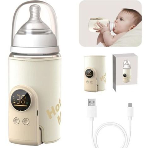 Chauffe-biberon portable pour bébé, avec écran LED, chauffage rapide et chaud 48 h, 6 températures réglables, chauffe-biberon USB, pour la maison et les voyages