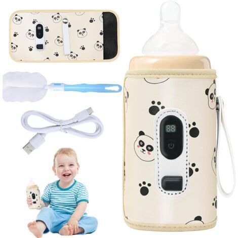 Chauffe biberon Portable pour Bébé, Chauffe Biberon Portable USB avec Écran LCD, Températures Réglables Chauffe Biberon, 21 Températures Réglables, Réchauffeur de Biberon pour Maison, Extérieur
