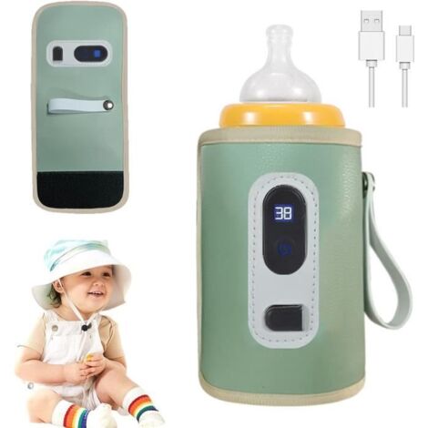 Chauffe Biberon Portable,Chauffe Biberon USB,Chauffe Biberon, Chauffe Biberon Mam,Avec 5 Niveaux de Réglage Température (Vert)