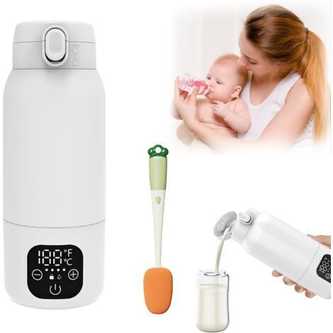 Chauffe-biberon pour Bébé, 500ml Chauffe-biberon Portable Réchauffe L'eau ou le Lait, Avec Câble USB & Brosse de Nettoyage pour les Voyages Alimentation Nocturne