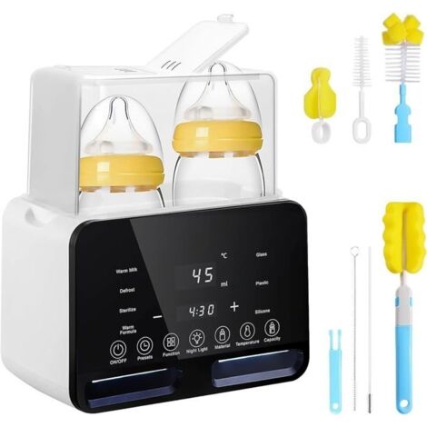 Chauffe Biberon pour Bébé, 9 en 1 Chauffe Biberon Rapide, Intelligent de la Température et Arrêt Automatique, avec Veilleuse