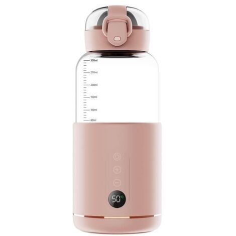 Chauffe-biberon - Rose - Portable - Température réglable - 300 ml - Sans fil